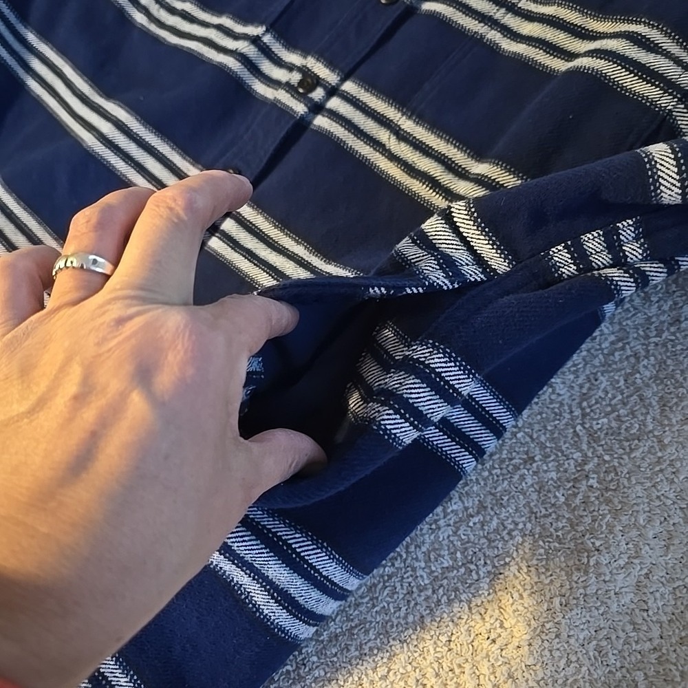 Duluth Trading Co Women's Shacket Blue White‎ Stripe Flannel Cotton Plus Size 4X - Picture 12 of 14